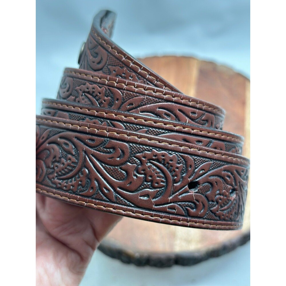 Handmade Tooled Leather Belt New Condition Western Cowboy Rodeo 51 Inches
